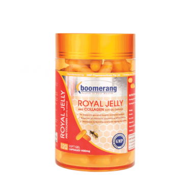 Viên uống sữa ong chúa tăng cường thể lực, bồi bổ sức khỏe Boomerang Royal Jelly & Collagen Softgel (Hộp 120 viên)
